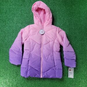 Swiss Tech Gir'ls Pink Purple Hombre ZIP Puffer Coat Jacket Hood Size 6 6X New